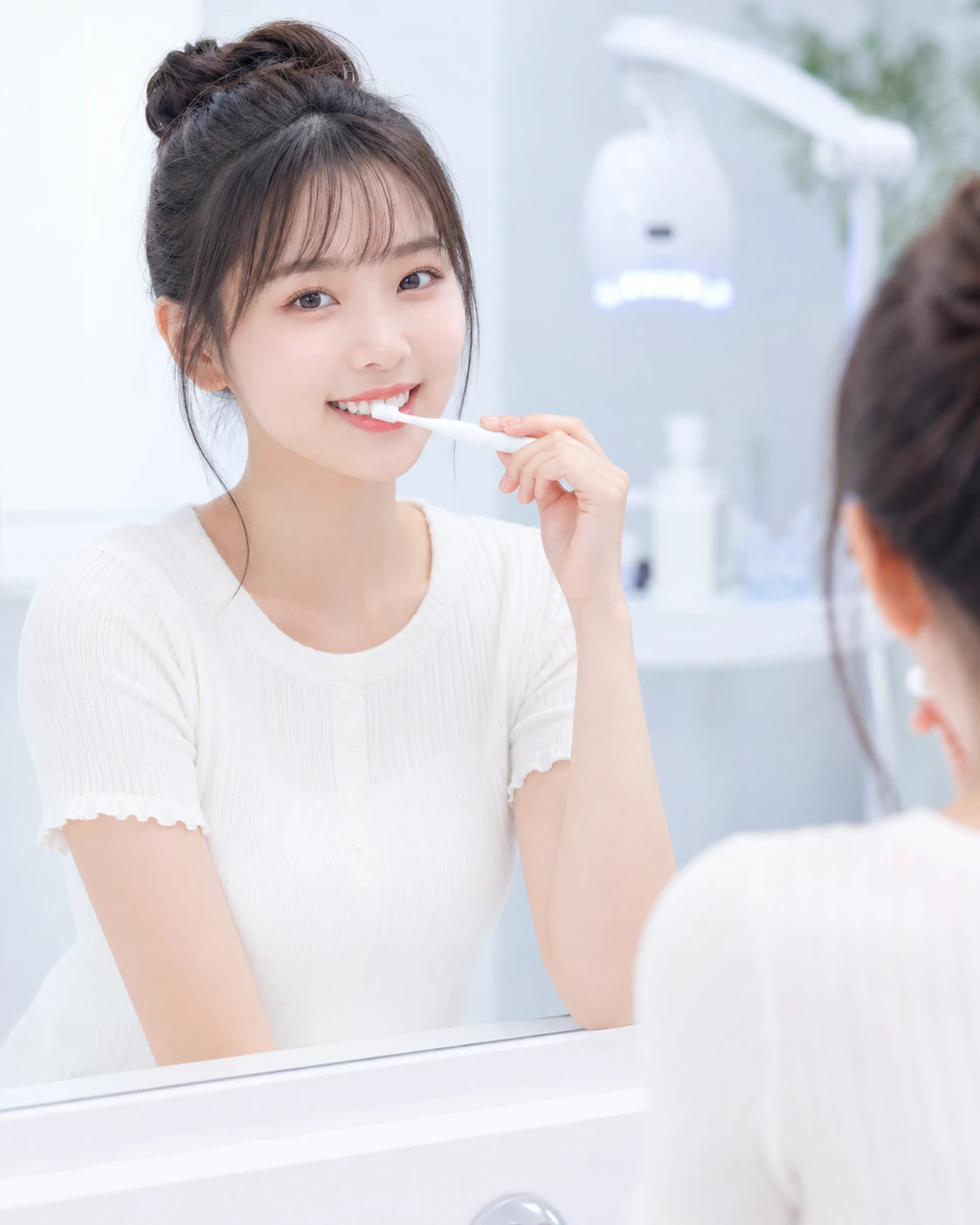 専用歯みがきを使う若い女性
