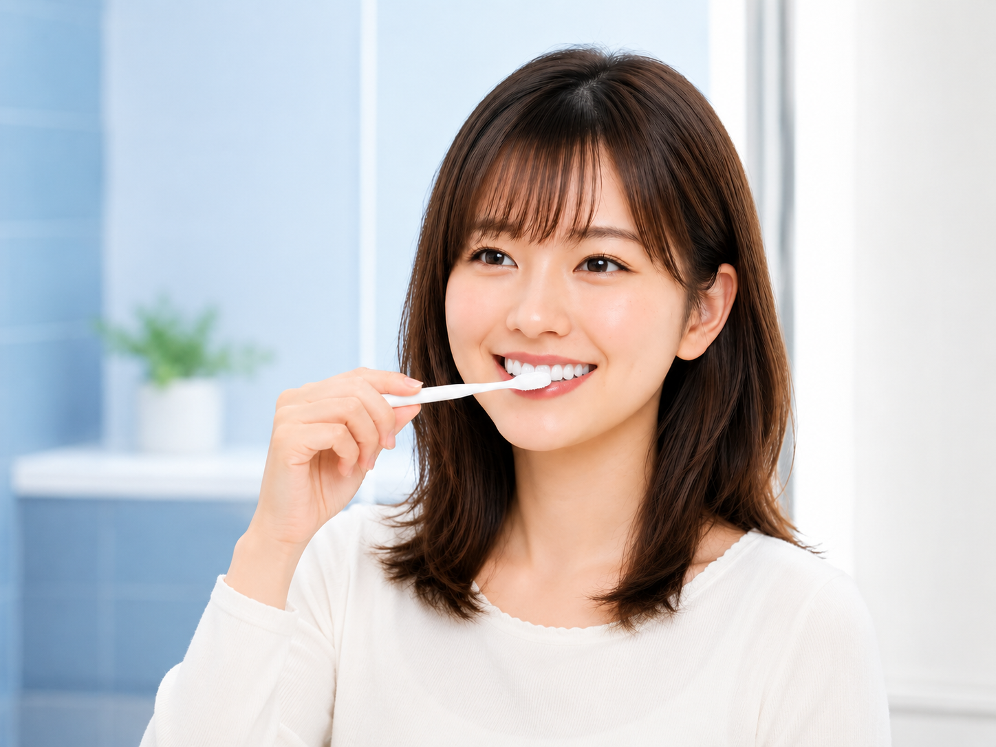専用歯磨きで歯の表面を整えている様子