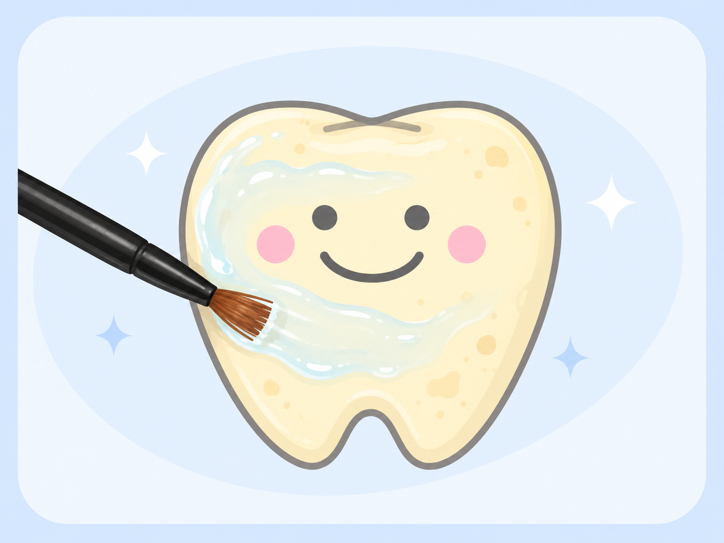溶液を歯の表面へ塗布するイメージ