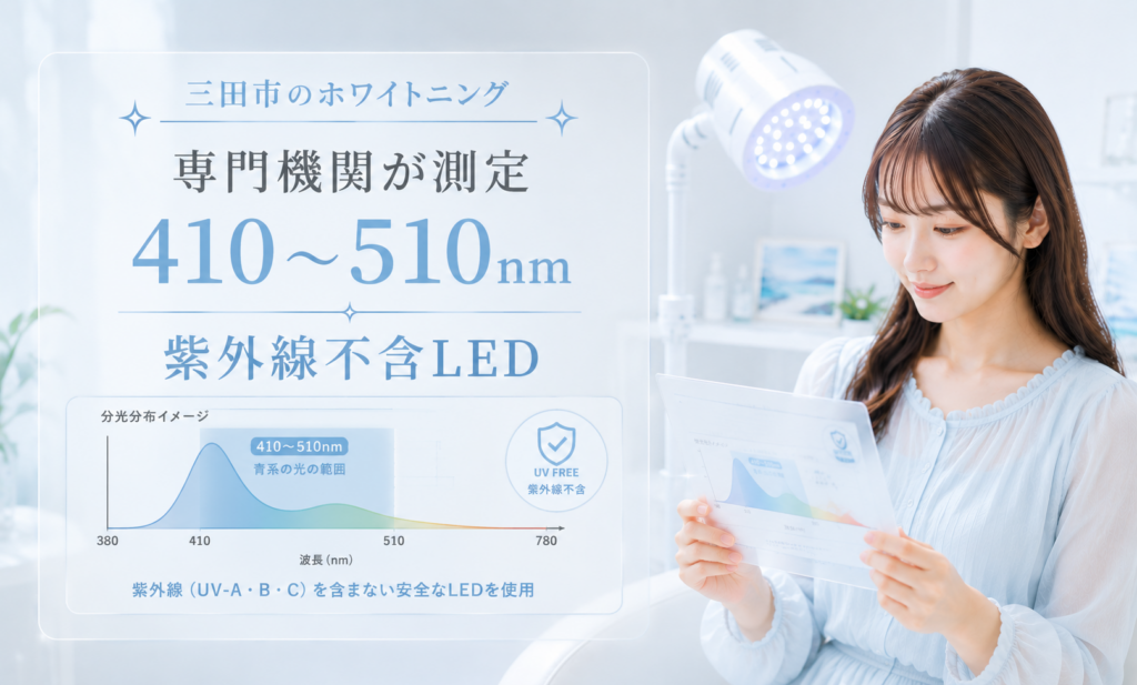 三田市のホワイトニングで使用する410～510nmの紫外線不含LED