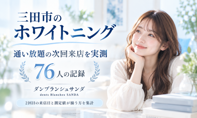 三田市のダンブランシュサンダが公開する、通い放題利用者76人の次回来店と歯色の実測記事のアイキャッチ